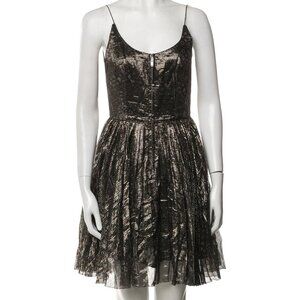 Isabel Marant Silk Metallic Zip Up Mini Dress Size 38
